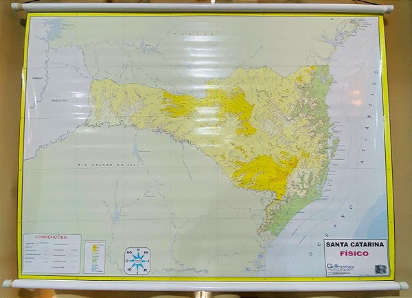 Mapa de Santa Catarina Físico 120x90cm - Lona unid.