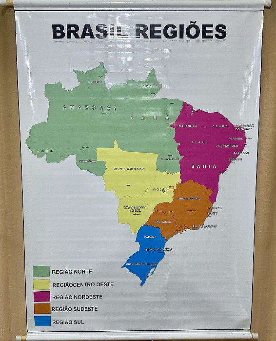 Mapa do Brasil Regiões 120x90cm - Lona unid.