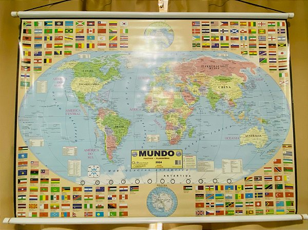 Mapa Mundi 120x90cm - Lona unid.