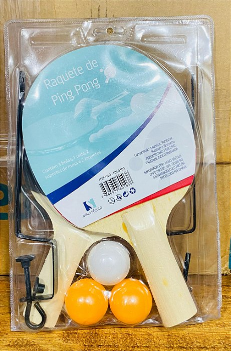 Kit Ping Pong (2 Raquetes + Suporte + Rede + 3 Bolas)