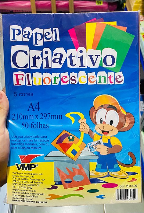 Papel Criativo Dobracor A-4 50Fl 5Cores Sortido Und