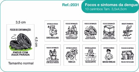 Carimbos Focos e Sintomas da Dengue c/10 un.