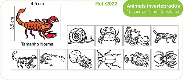 Carimbos Animais Invertebrados c/10 un.