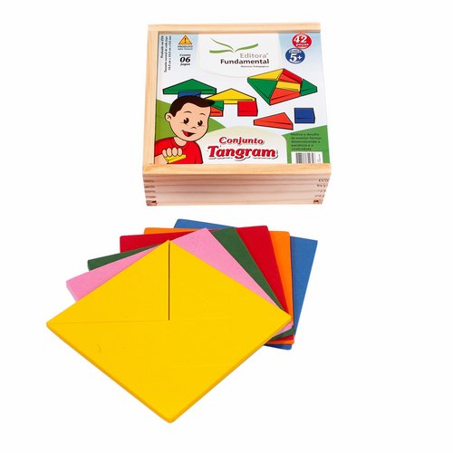 Tangram em EVA c/06 Jgs. c/42 pçs. Cx. Madeira