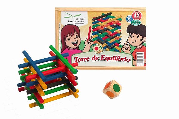 Torre de Equilíbrio c/48 pçs. + 1 Dado de Cores