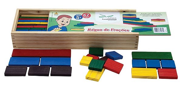 Réguas de Frações c/67 pçs. fracionadas em madeira