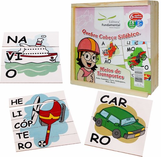 Quebra Cabeça Silábico - Meios de Transportes - Cx. c/18 pçs.