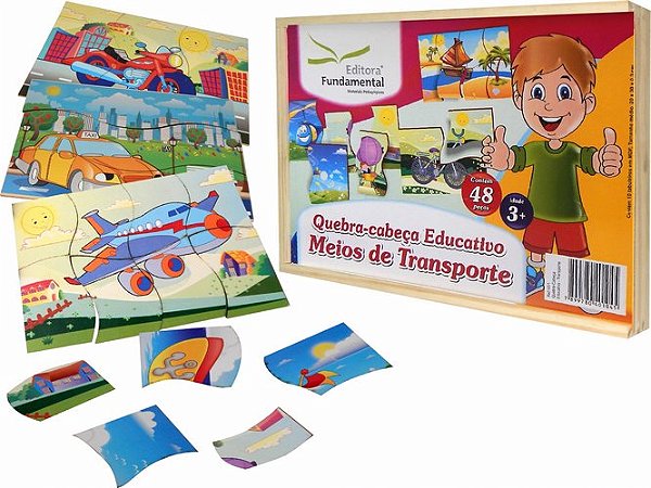 Quebra Cabeça Educativo Meios De Transporte - Cx. c/10 un.