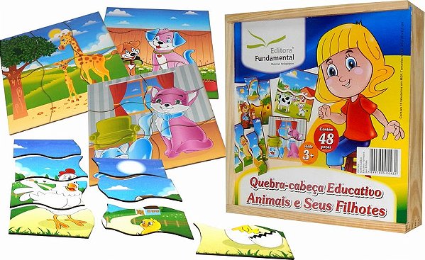 Quebra Cabeça Educativo Animais E Filhotes c/10 un.
