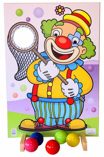 Palhaço Pega Bola – em MDF 48x70cm + 05 bolas de Plástico