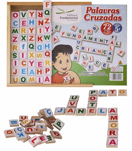 Palavras Cruzadas Cx. c/72 pçs. + tabuleiro em mdf
