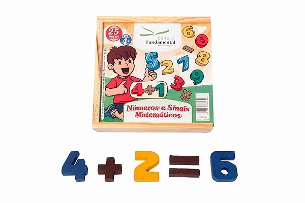 Números e Sinais Matemáticos c/25 pçs. em madeira