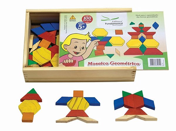 Mosaico Geométrico Cx. em Madeira c/100 pçs.
