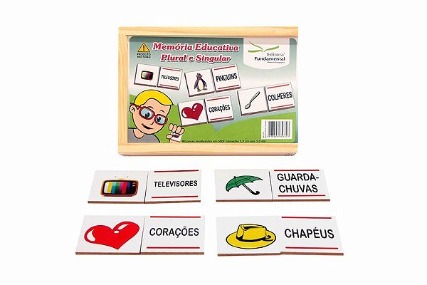 Memória Educativa - Plural e Singular c/40 pçs. - MDF