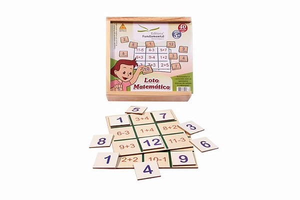 Loto Matemática - c/4 placas + 36 pçs. em mdf