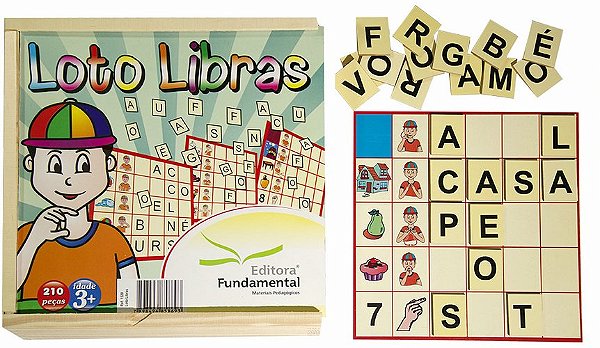 Loto Libras - c/210 pçs. em MDF Cx. Em madeira