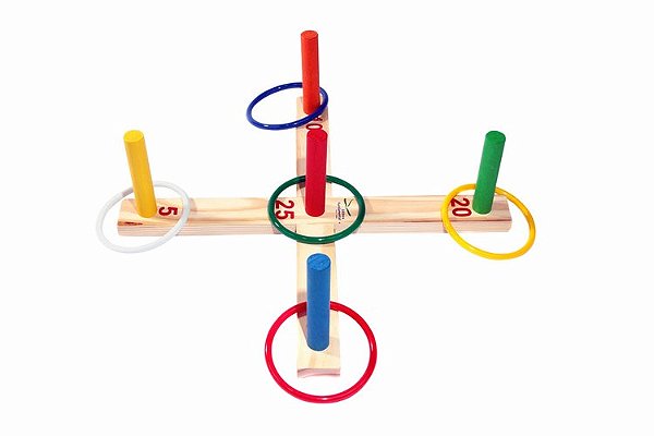 Jogo de Argolas - base 50x12cm. + 5 pinos e 5 argolas