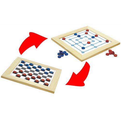 Dama e Trilha c/moldura – Tabuleiro 31x31cm