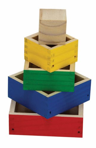 Cubos de Encaixe - c/05 Cx. de encaixe coloridas Med. 13x13x9cm