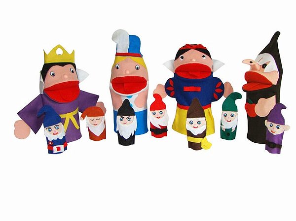 Fantoches Branca de Neve c/4 un. + 7 Anões Dedoches