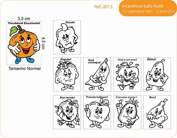 Carimbos Psico Avaliação Mod. Tutti Frutti - c/10 un.