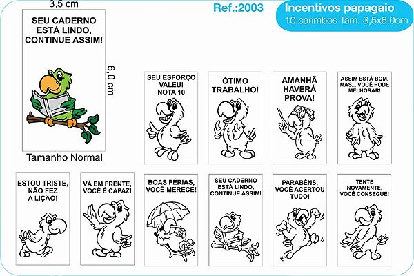 Carimbos Psico Avaliação Mod. Papagaio - c/10 un.