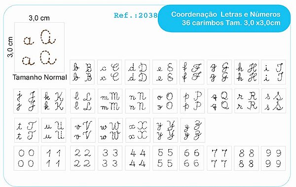Carimbos Cordenação Motora Mod. Letras e Números - c/36 un.
