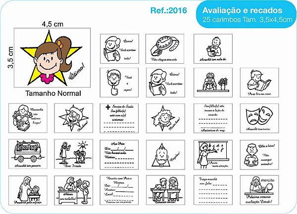Carimbos Avaliação e Recados - c/25 un.