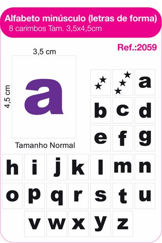 Carimbos Alfabeto Minúsculo Letras de Forma - c/28 un.