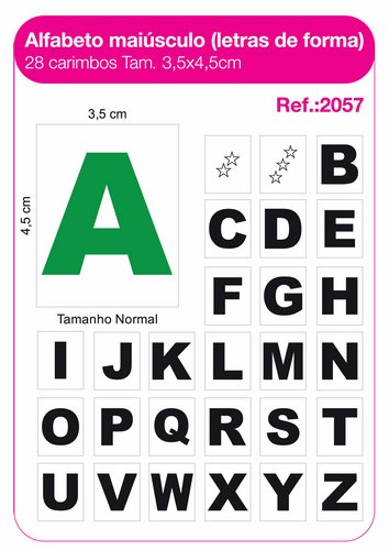 Carimbos Alfabeto Maiúsculo Letras de Forma - c/28 un.