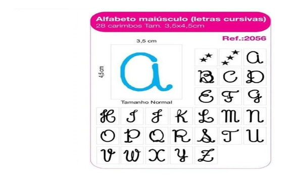 Carimbos Alfabeto Maiúsculo Letras Cursivas - c/28 un.