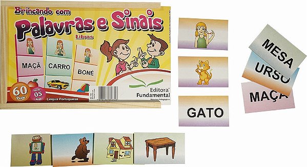 Brincando c/Palavras e Sinais - c/210 pçs. em MDF Cx. Em madeira