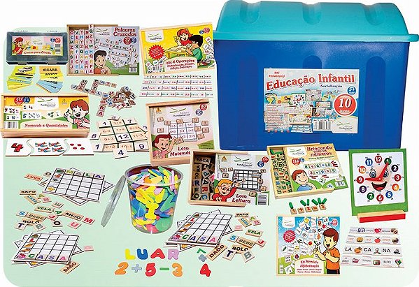 Baú Educação Infantil c/10 pçs. em Madeira