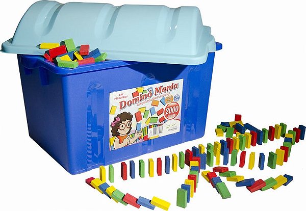 Baú Dominó Mania em Madeira Colorida c/1000 pçs.