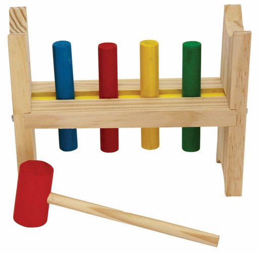 Bate Pinos - Base c/4 Pinos Coloridos + Martelo