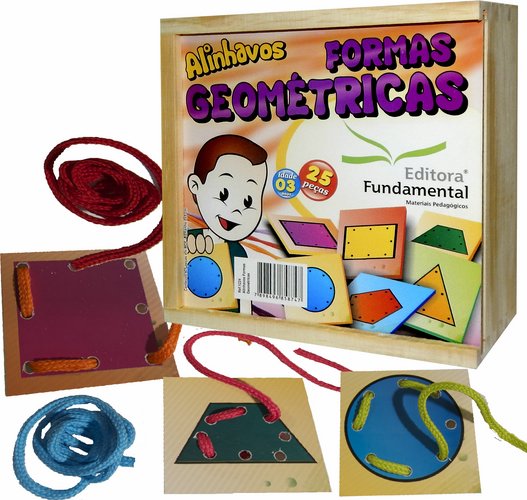 Alinhavos Formas Geométricas - Cx. c/25 pçs. 7x7 + Cadarços