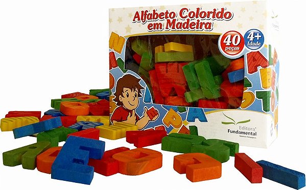 Alfabeto Móvel Colorido em Madeira c/40 pçs.