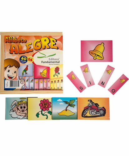 Alfabeto Alegre - c/60 pçs. em MDF - Cx. Madeira