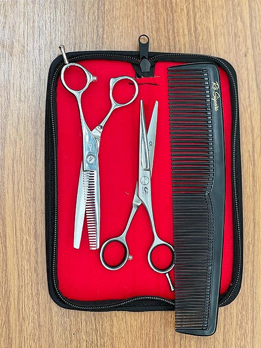 kit do Rô  ( 2 Tesouras (corte e desfiadeira), 1 Pente )