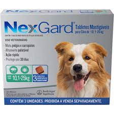 NEXGARD PARA CÃES DE 10,1 À 25KG - 3 TABLETES