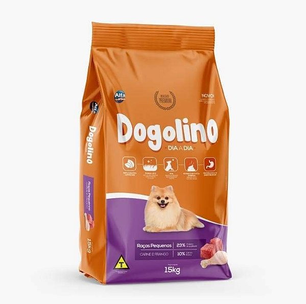RAÇÃO DOGOLINO PREMIUM RAÇAS PEQUENAS - 15KG