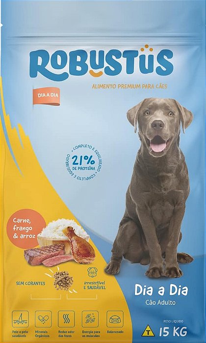 RAÇÃO ROBUSTUS PREMIUM DIA-A-DIA CÃES ADULTOS - 15KG