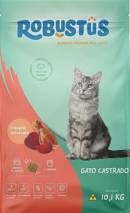 RAÇÃO ROBUSTUS PREMIUM GATO CASTRADO - 10,1KG