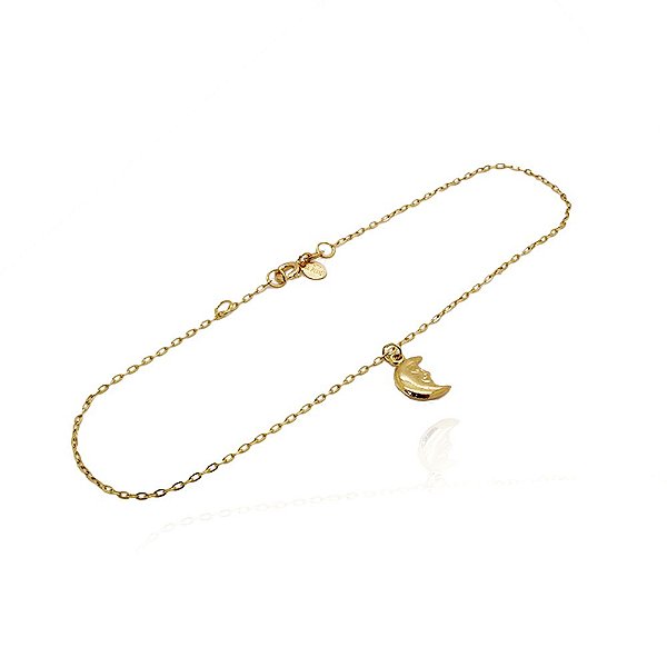 Pulseira prata 925 banho ouro 18k tornozeleira com pingente urso