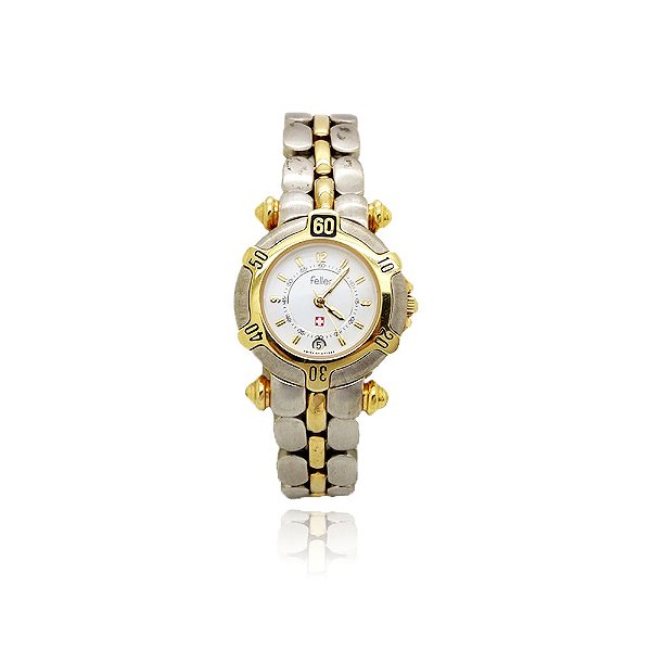 Relógio Feller suíço feminino FLD6013826 pulseira aço/couro