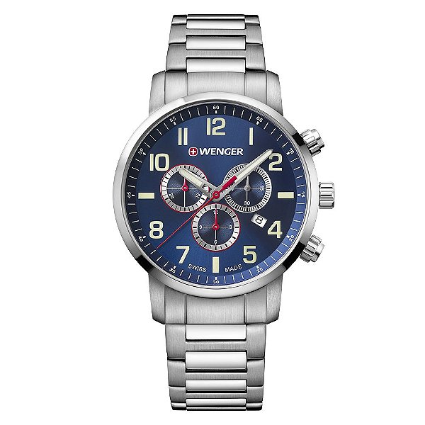 Relógio Wenger masculino atitude chrono azul 01.1543.101