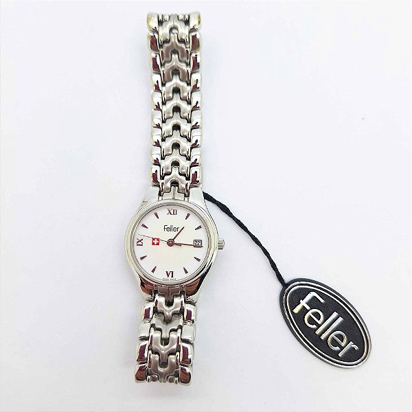 Relógio Feller suíço feminino F 6471526 pulseira aço