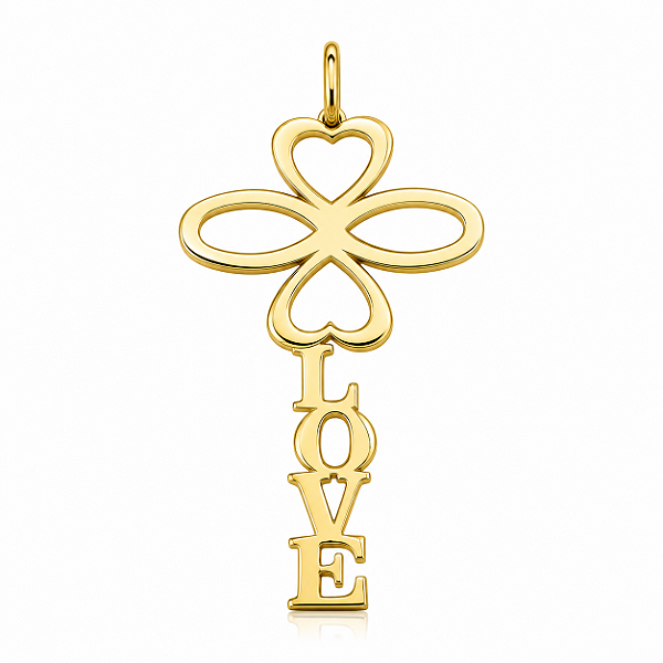 Pingente prata 925 banho ouro 18k chave love