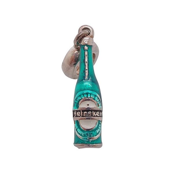 Pingente prata 925 Berloque Heineken