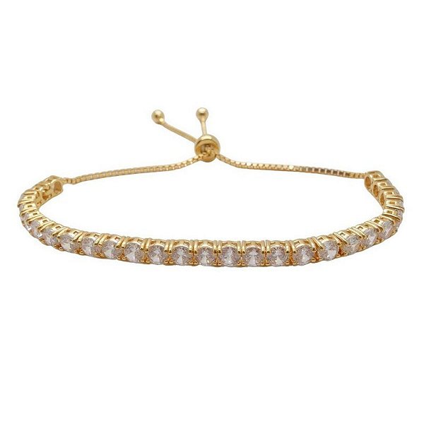 Pulseira prata 925 banho ouro 18k riviera gravata